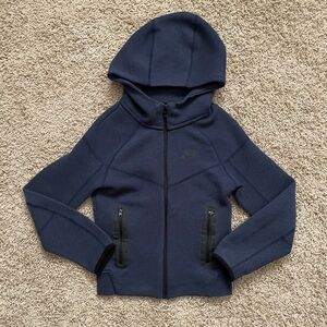 Nike Sportswear Tech Fleece Boys Small Kids Youth Full Zip Hoodie Navy Blue